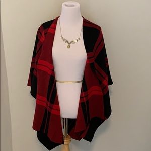 Red and black plaid poncho
